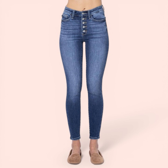 Judy Blue Denim - Judy Blue High Rise Denim Skinny 5 Button Jeans